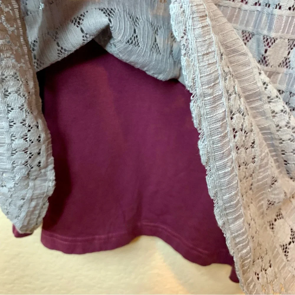 435 Matilda Jane Sovereign Lace Dress Short Sleeves Gray & Purple Girl Size 10